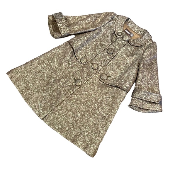 NEW Gold Brocade Retro Overcoat - Picture 11 of 13
